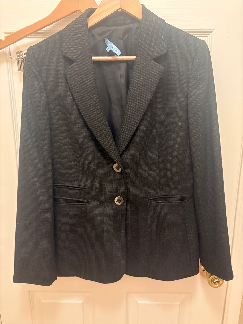 ANTONIO MELANI Black Two-Button Textured Blazer size 10 A050